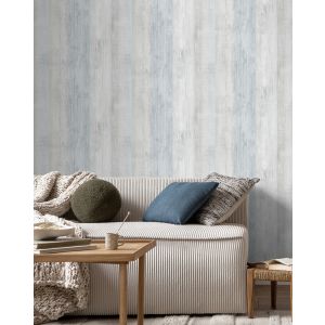 Papel pintado tnt autoadhesivo madera pintada gris y azul 53x300 cm