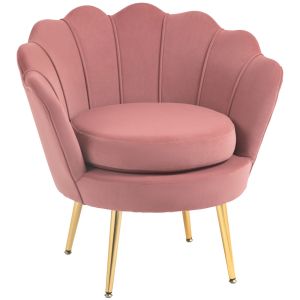 Butaca 76x67x74 cm terciopelo, espuma color rosa Homcom