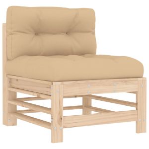 vidaXL sofá central con cojines madera maciza de pino
