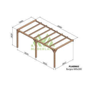 Pérgola de madera laminada adosada - burgos ad. 600x300cm (maderland)