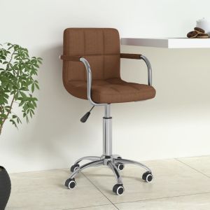 vidaXL silla de oficina giratoria de tela marrón