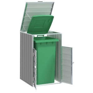 Cobertizo de contenedor de basura acero gris 72x81x115 cm es4983