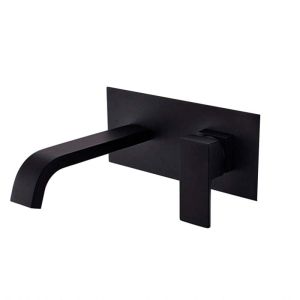 Valaz grifo de lavabo empotrado cuadrado negro mate con caño 21cm