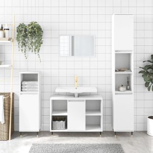 Juego de muebles de baño 3 pzas madera contrachapada blanco(sin lavabo)