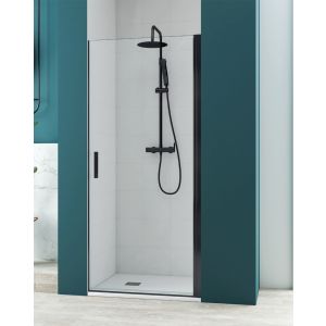 Mampara ducha frontal abatible 70cm transparente perfilería negro