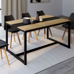 Mesa de comedor industrial de madera negra - 150 cm