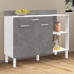 Aparador de cocina moderno blanco de hormigón - 120 cm
