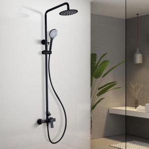 Imex - columna ducha monomando con grifo negro serie luxor