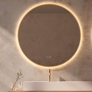 LEDimex - espejo redondo ø80cm LED retroiluminado oro cepillado