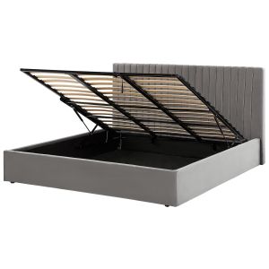 Cama con almacenaje vion terciopelo gris 180 x 200 cm