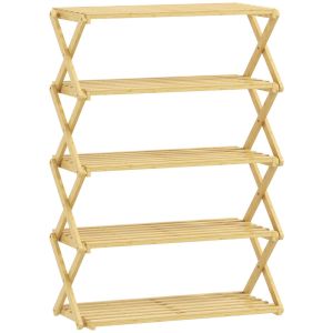 Zapatero plegable 60x29x88 cm bambú color marrón Homcom