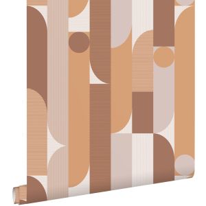 Estahome papel pintado formas geométricas marrón claro 50 x 900 cm