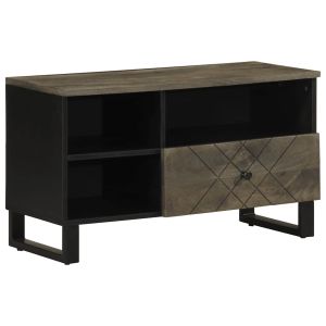 Mueble de tv negro con espacio de almacenamiento diseño