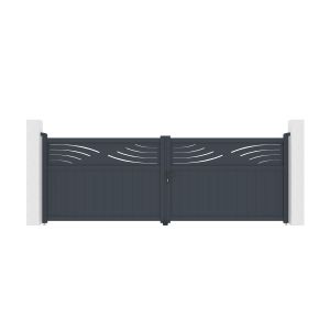 Puerta automática batiente 4m halti a.140cm gris + motor ranger b150