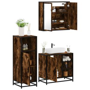 Set de muebles baño 3 pzas madera contrachapada roble ahumado esb6352