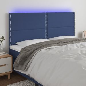 Cabecero con luces LED tela azul 200x5x118/128 cm eso1893