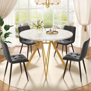 Conjunto de mesa y sillas mdf negro gris redondo 4 sillas 100cm