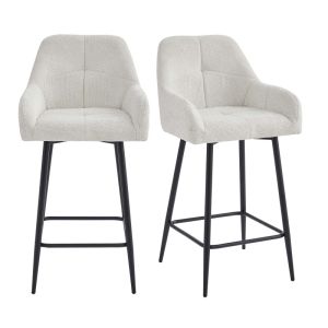 Lea-silla de bar de tela ikon beige (x2)