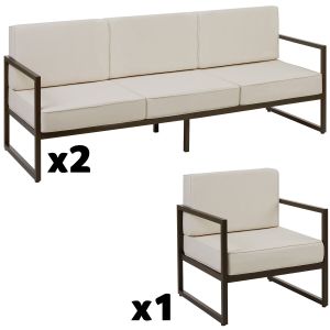 Conjunto de jardín para 7 personas con acolchado xxl, marrón/beige