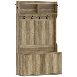 Perchero zapatero 100x38x172 cm mdf color marrón Homcom
