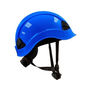 Casco azul con barboquejo