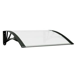 vidaXL marquesina puerta policarbonato negro y transparente 80x80 cm