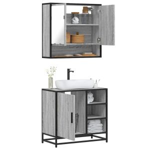 Set de muebles de baño 2 pzas madera contrachapada gris sonoma esb1568