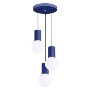 Lámpara coLGante halo 3 ultramarino aluminio/vidrio 25x125x25cm