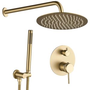 Rea juego de ducha oculto lungo grip gold brush + box, 25x16x36 cm