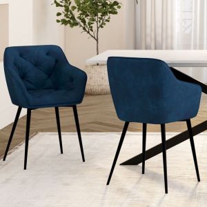 Sillas de terciopelo azul pato lya lote de 2 55 cm