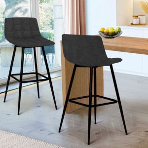 Taburetes de bar de terciopelo negro - lote de 2 - altura 88 cm