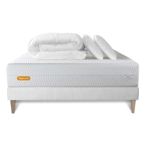 Pack cama completa - colchón 200x200cm + somier con láminas (kit) + 2 almoh