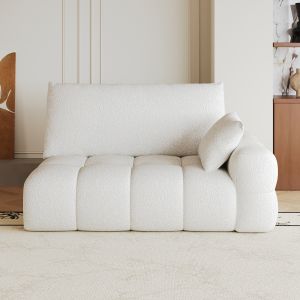 Sofá chaise longue 2 plazas tela blanco crema sin montaje