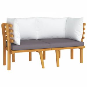 vidaXL sofá de jardín de 2 plazas con cojines madera maciza de acacia