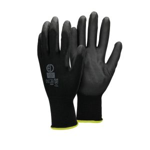72x guantes trabajo revestimiento pu talla 8-m negro