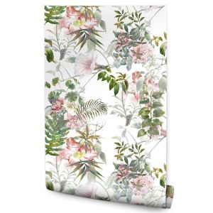 Papel Pintado Flores Tropicales Para Salón No Tejido 53cm x 10m