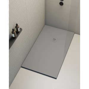 Plato de ducha poaLGi - 70x140 cm - gris - extraplano, antideslizante