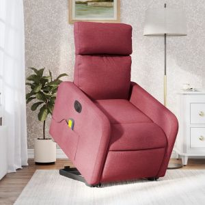Sillón de masaje elevable eléctrico tela rojo tinto qweo4186