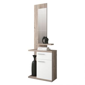Mueble recibidor compacto y espejo 60,5 cm enter blanco - nelson