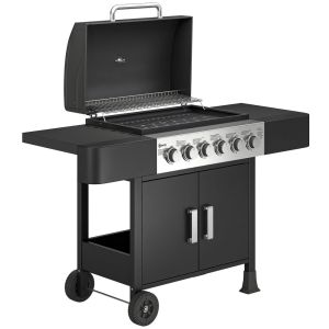 Barbacoa de gas 135x51x101 cm metal, acero inoxidable 846-267V40BK