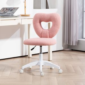 Silla oficina poliéster rosa ajustable sin reposabrazos