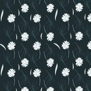 Papel pintado floral  margaritas blancas con fondo azul 60cm por 300cm