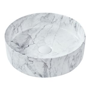 Lavabo sobre encimera manis ⌀ 40 cm cerámica mármol blanco