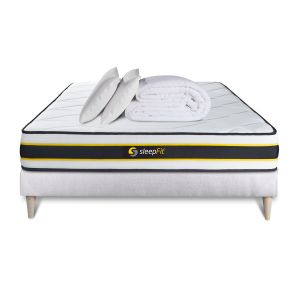 Pack cama completa - colchón 200x200cm + somier con láminas (kit) + 2 almoh
