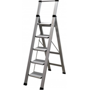 Escalera de aluminio plegable plana -5 peldaños 163cm