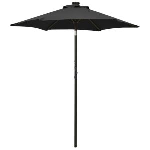 Sombrilla de jardín con luces LED aluminio negro 200x211 cm eerf1339