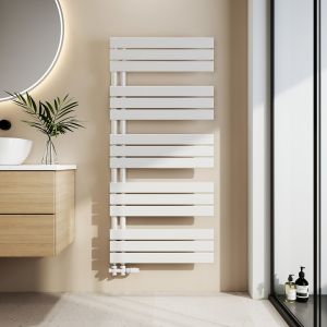 Emke toallero agua caliente 132x60cm, diseño plano, blanco brillo, 798w