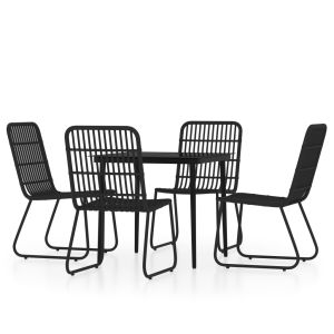 vidaXL juego de comedor de jardín 5 piezas negro