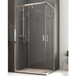 Mampara ducha rectangular angular corredera |trans.|frente 120 lateral 80cm
