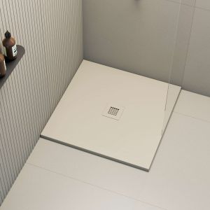 Plato de ducha poaLGi - 80x80 cm - perla - extraplano, antideslizante